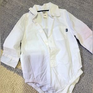 EUC carters white polo longsleeves 3-6 mos